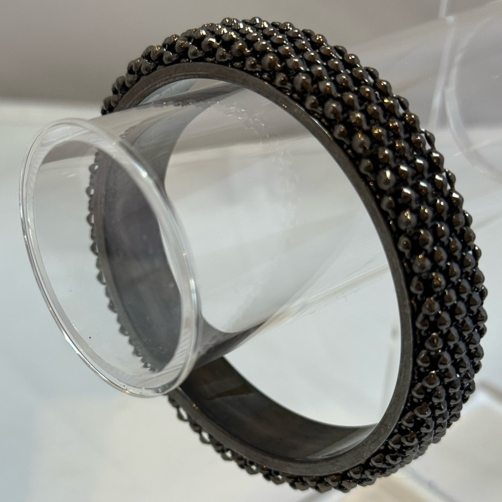 Black Beaded Bangle Bracelet